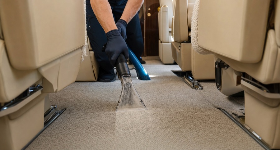 Aircraft carpet shampoo and extraction service