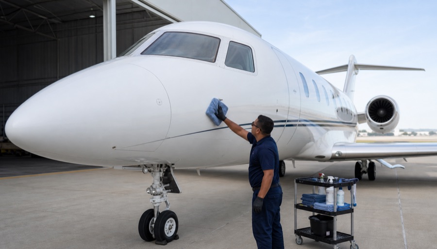 Professional exterior aircraft cleaning