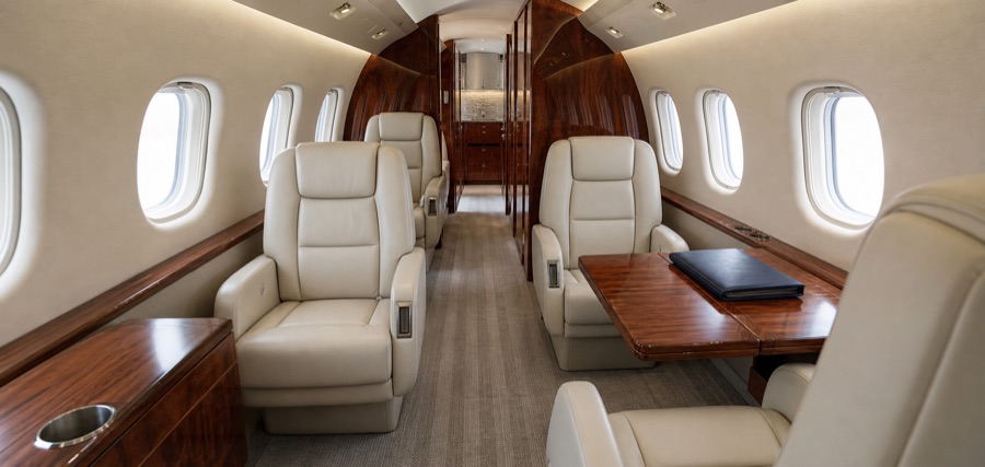 Professionally detailed private aircraft interior